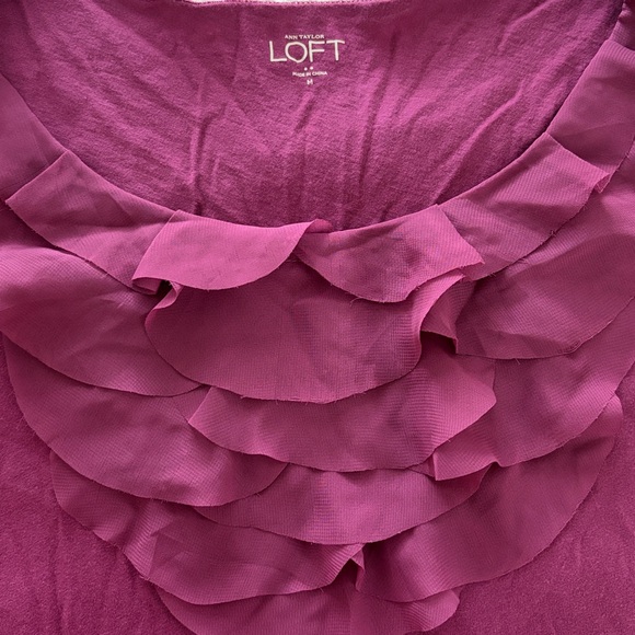 LOFT Women's Deep Red Ruffled Tank Top - Picture 4 of 4